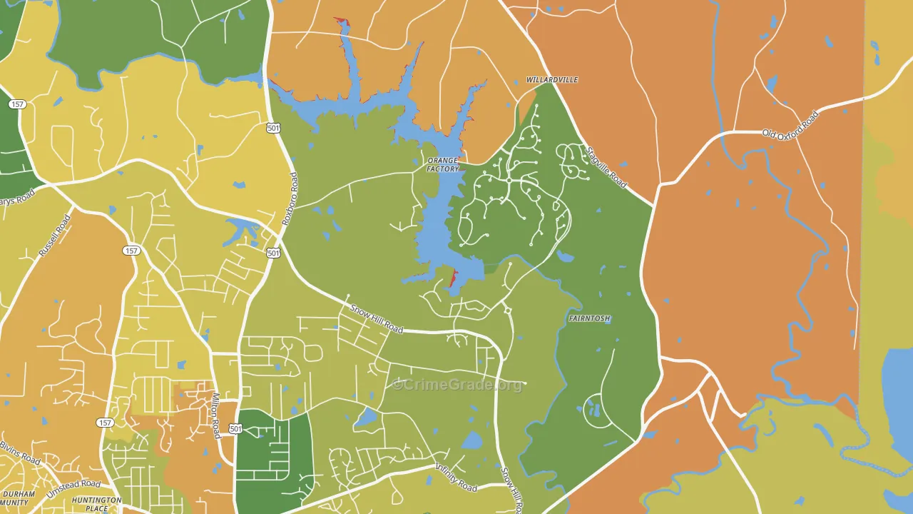 Orange Factory, NC Map of Drug-Related Crime Rates