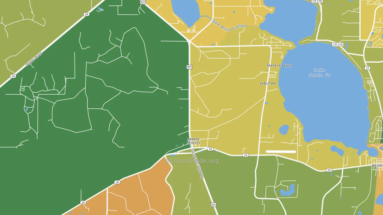 Orange Heights, FL Map of Drug-Related Crime Rates