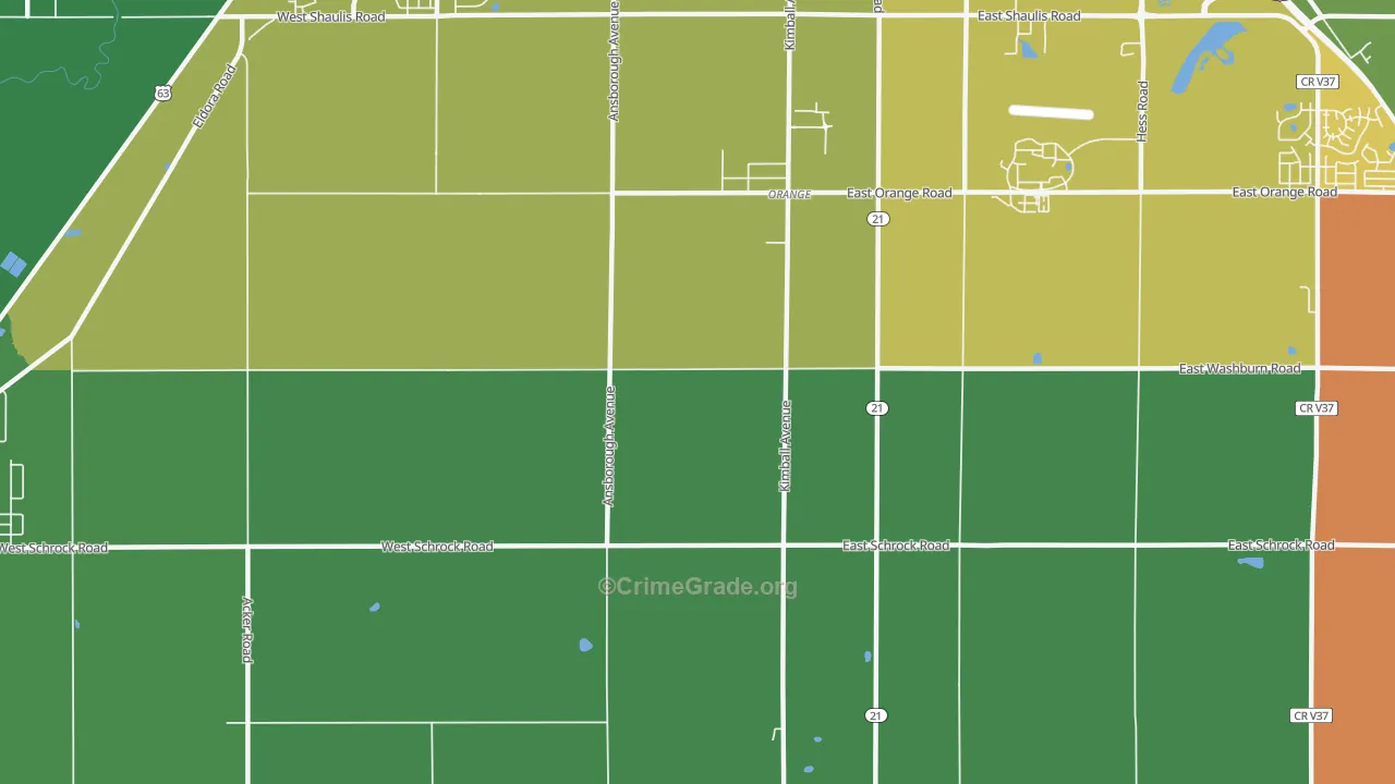 Orange, IA Map of Drug-Related Crime Rates
