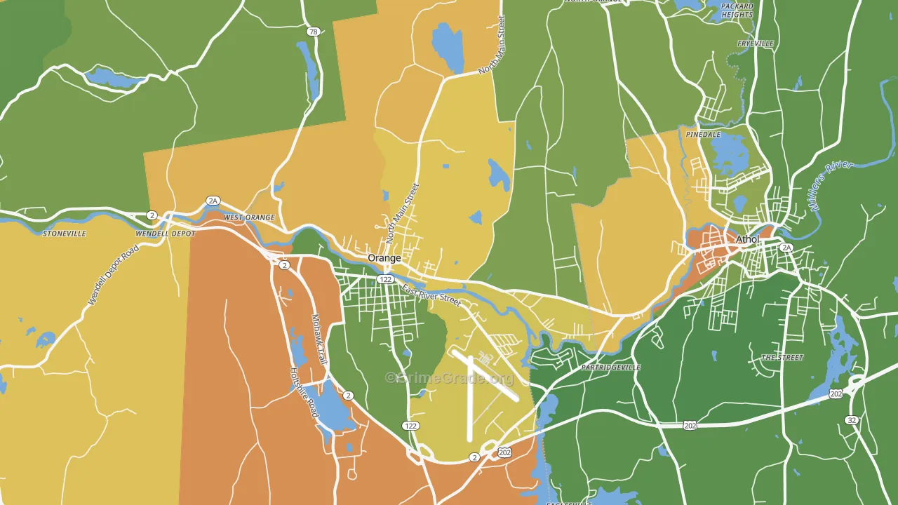 Orange, MA Map of Drug-Related Crime Rates