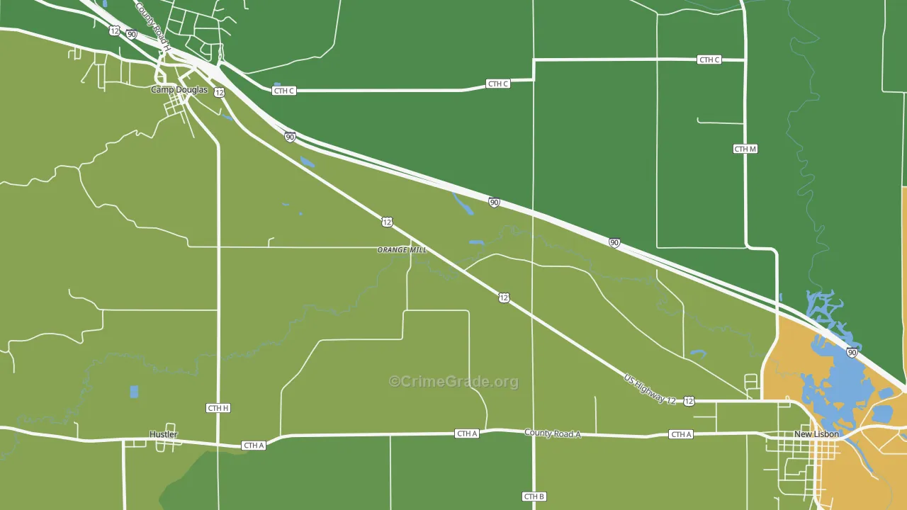 Orange Mill, WI Map of Drug-Related Crime Rates