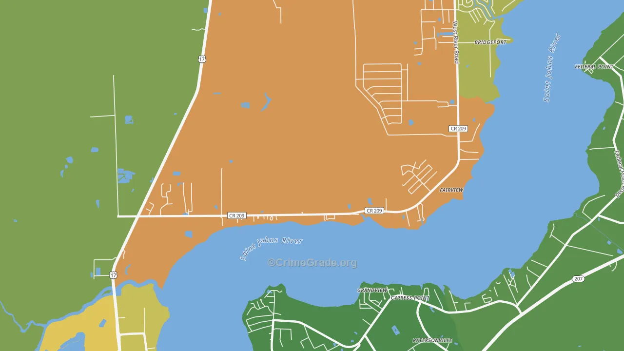 Orange Mills, FL Map of Drug-Related Crime Rates