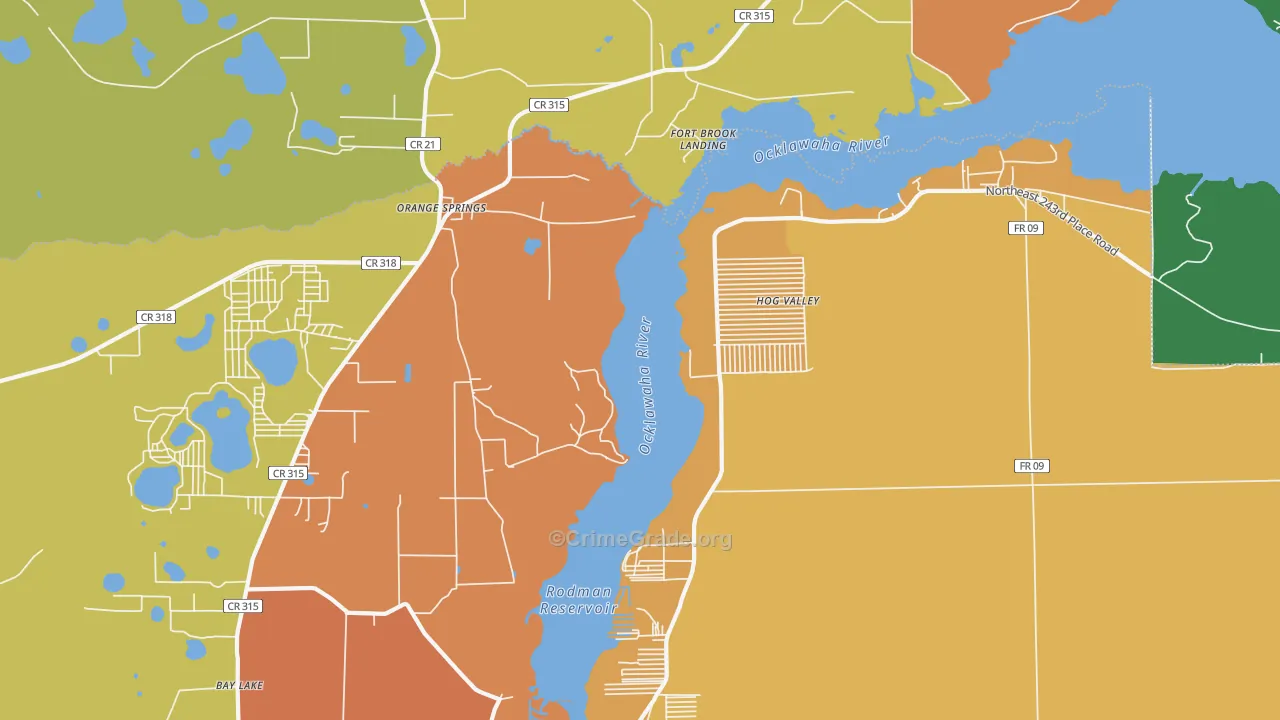 Orange Springs, FL Map of Drug-Related Crime Rates