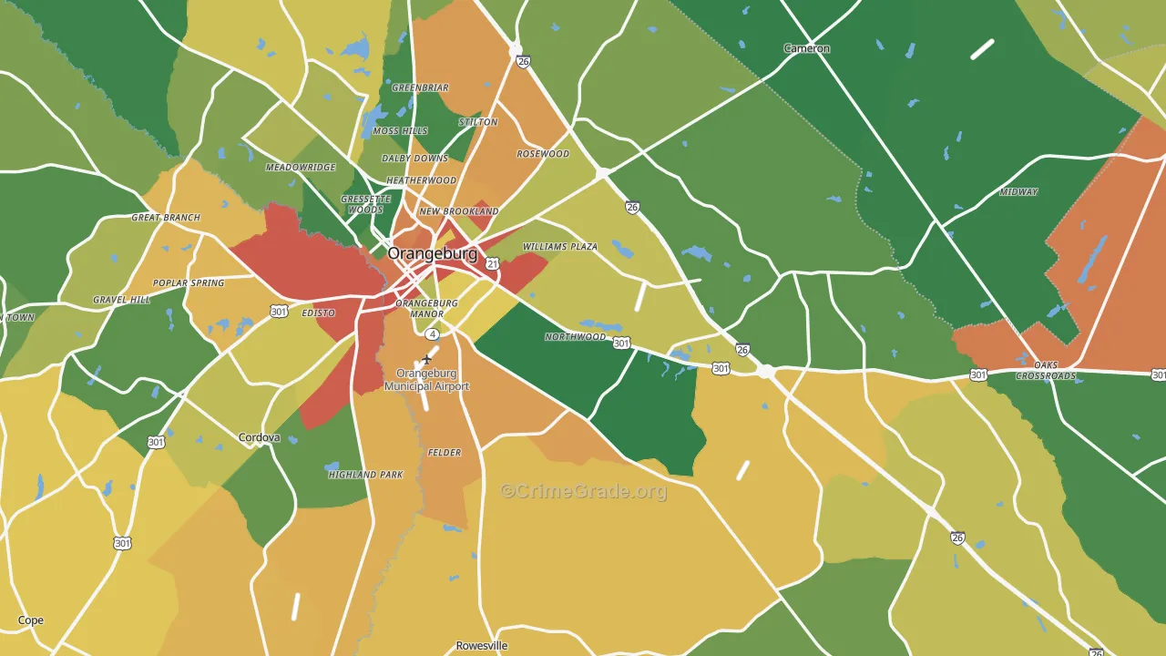 Orangeburg County, SC Map of Drug-Related Crime Rates