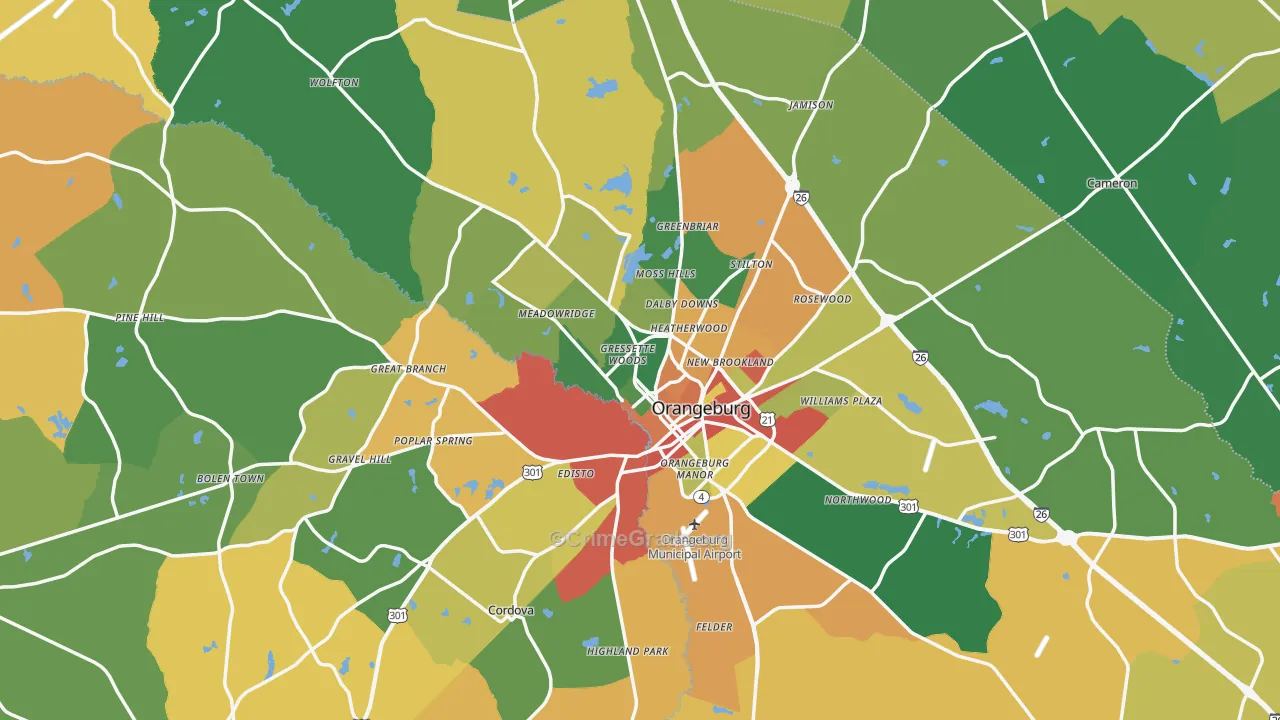 Orangeburg, SC Map of Drug-Related Crime Rates