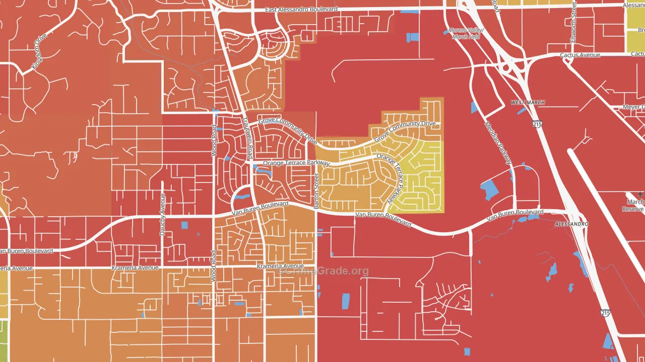 Orangecrest, Riverside, CA Map of Drug-Related Crime Rates