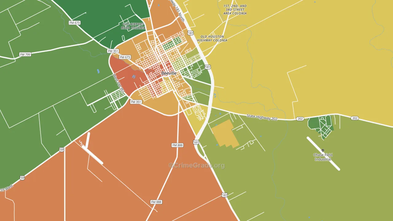 Orangedale, TX Map of Drug-Related Crime Rates