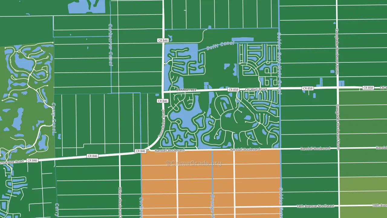 Orangetree, Naples, FL Map of Drug-Related Crime Rates