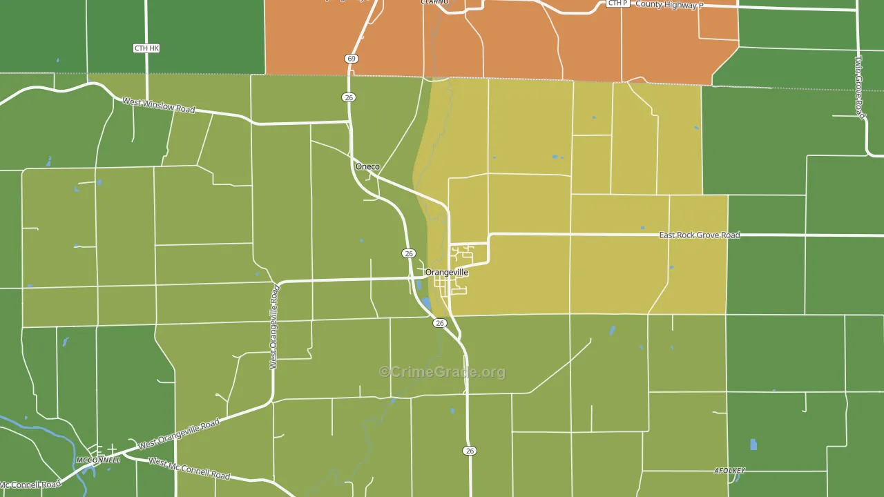 Orangeville, IL Map of Drug-Related Crime Rates