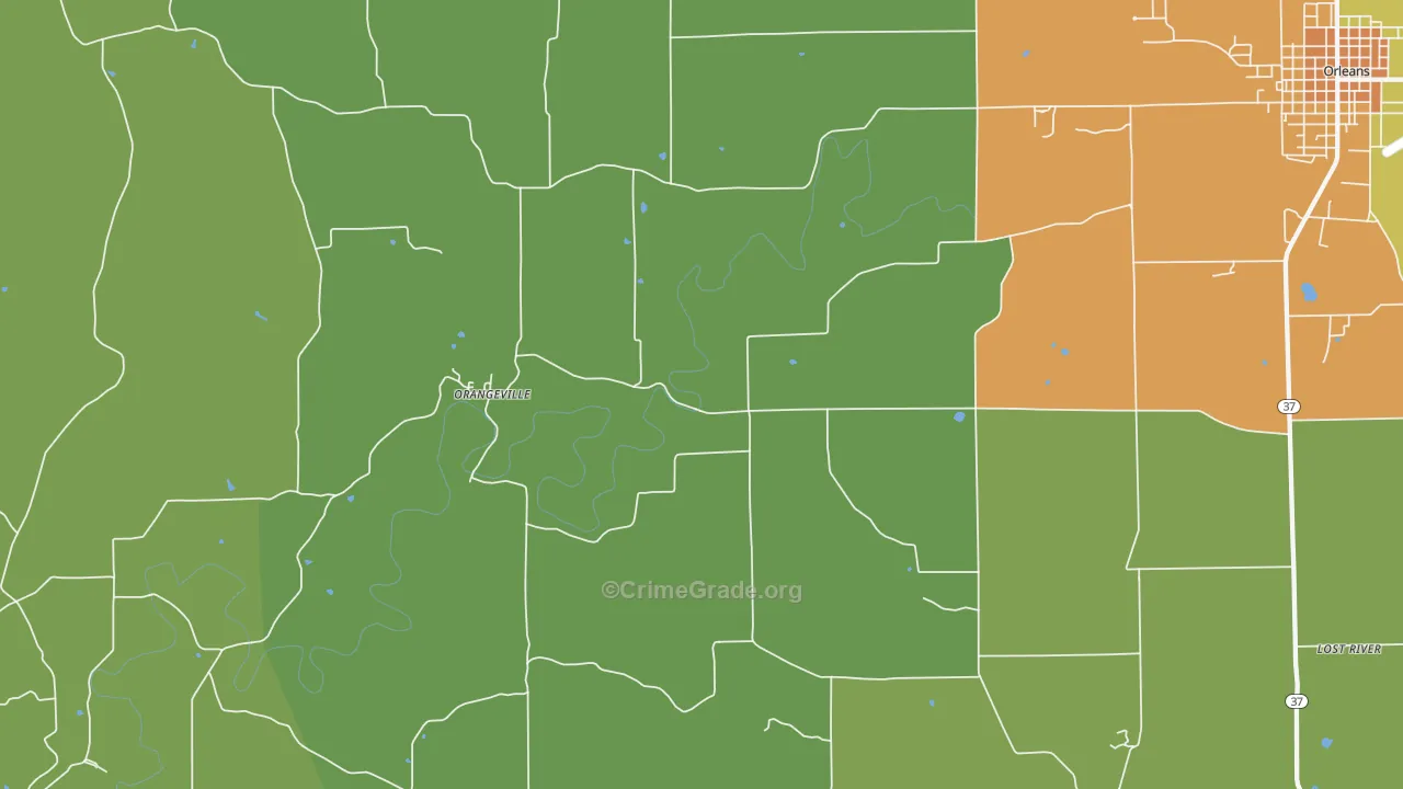 Orangeville, IN Map of Drug-Related Crime Rates