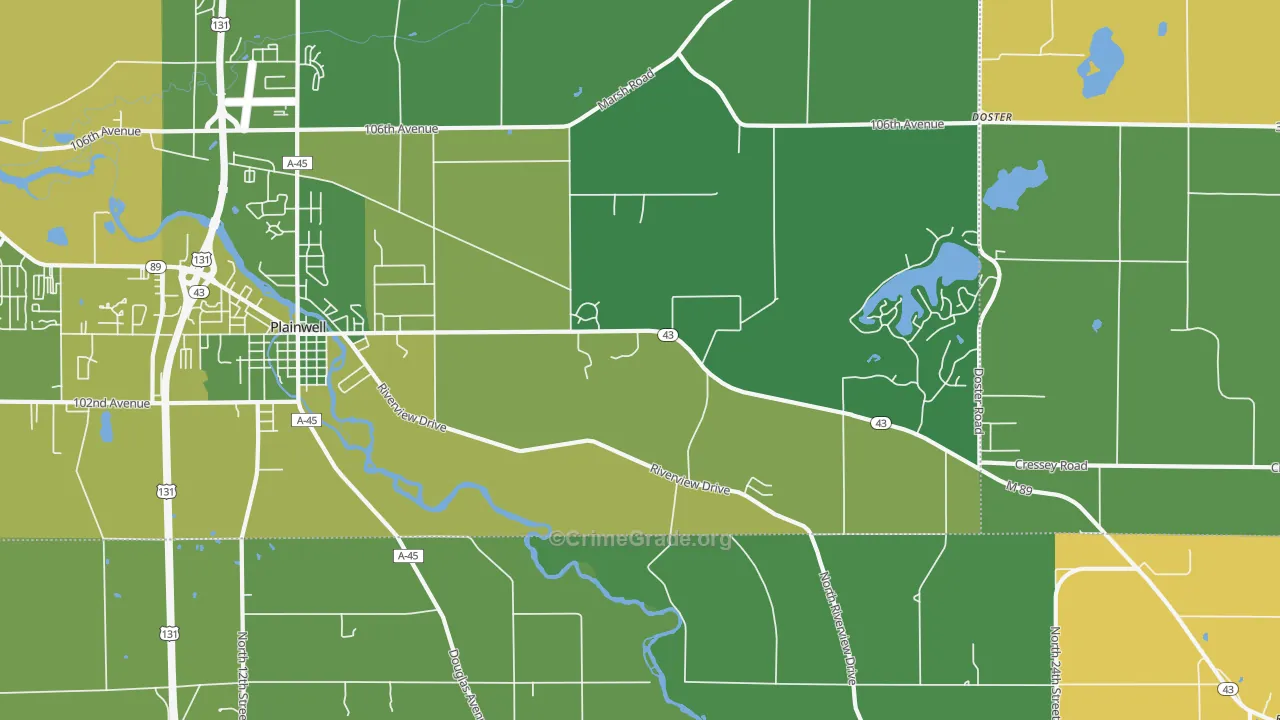 Orangeville, MI Map of Drug-Related Crime Rates