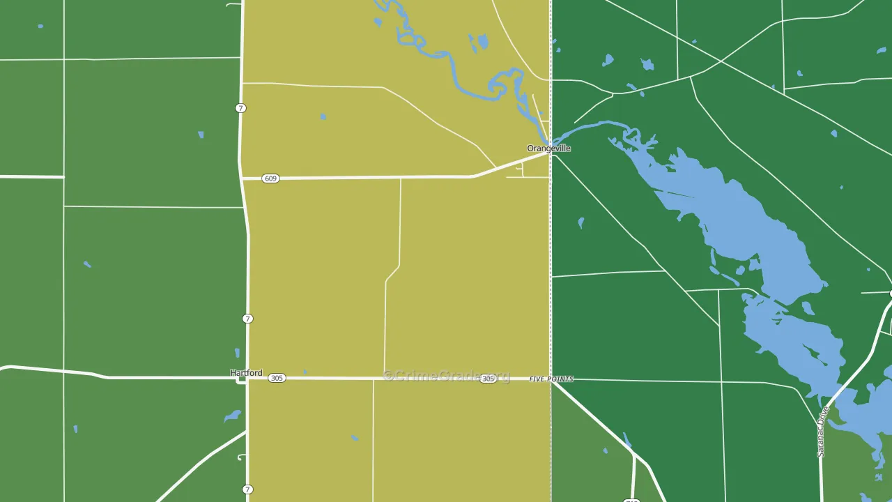 Orangeville, OH Map of Drug-Related Crime Rates