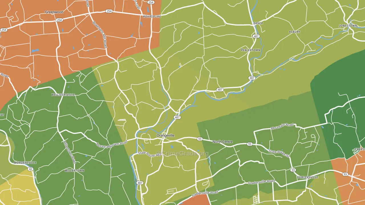Orangeville, PA Map of Drug-Related Crime Rates