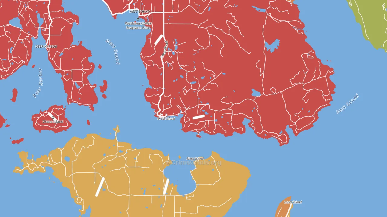 Orcas, WA Map of Drug-Related Crime Rates