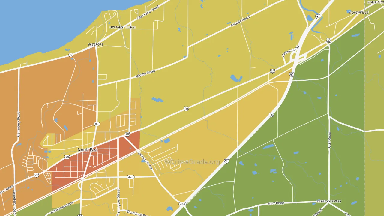 Orchard Beach, PA Map of Drug-Related Crime Rates