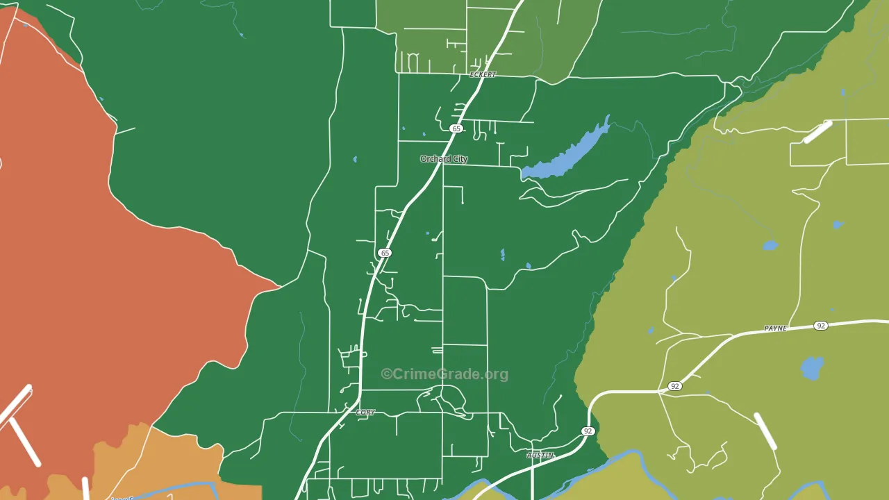 Orchard City, CO Map of Drug-Related Crime Rates