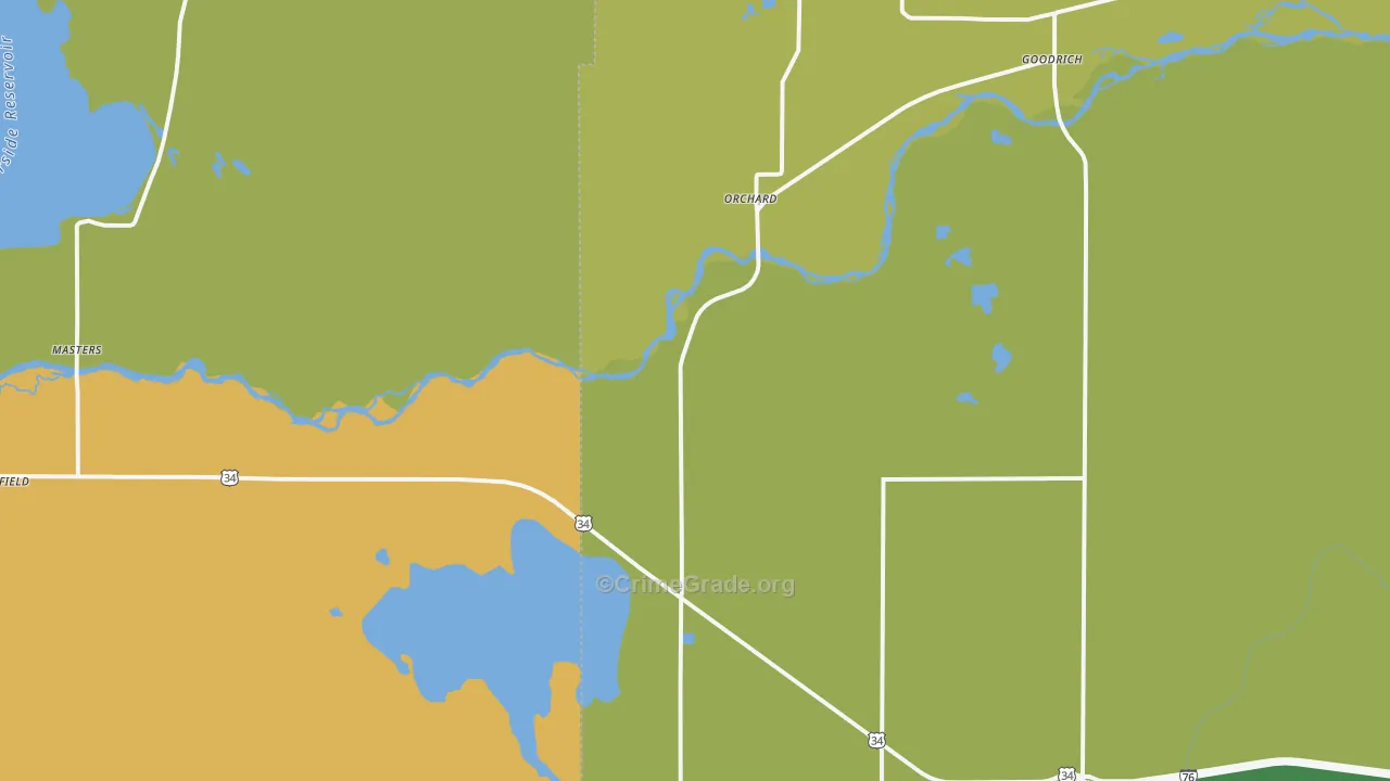 Orchard, CO Map of Drug-Related Crime Rates