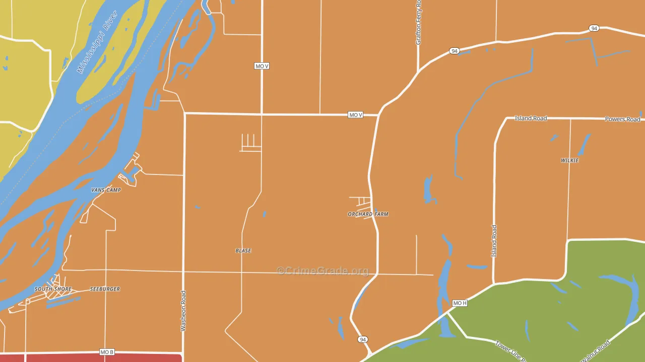 Orchard Farm, MO Map of Drug-Related Crime Rates