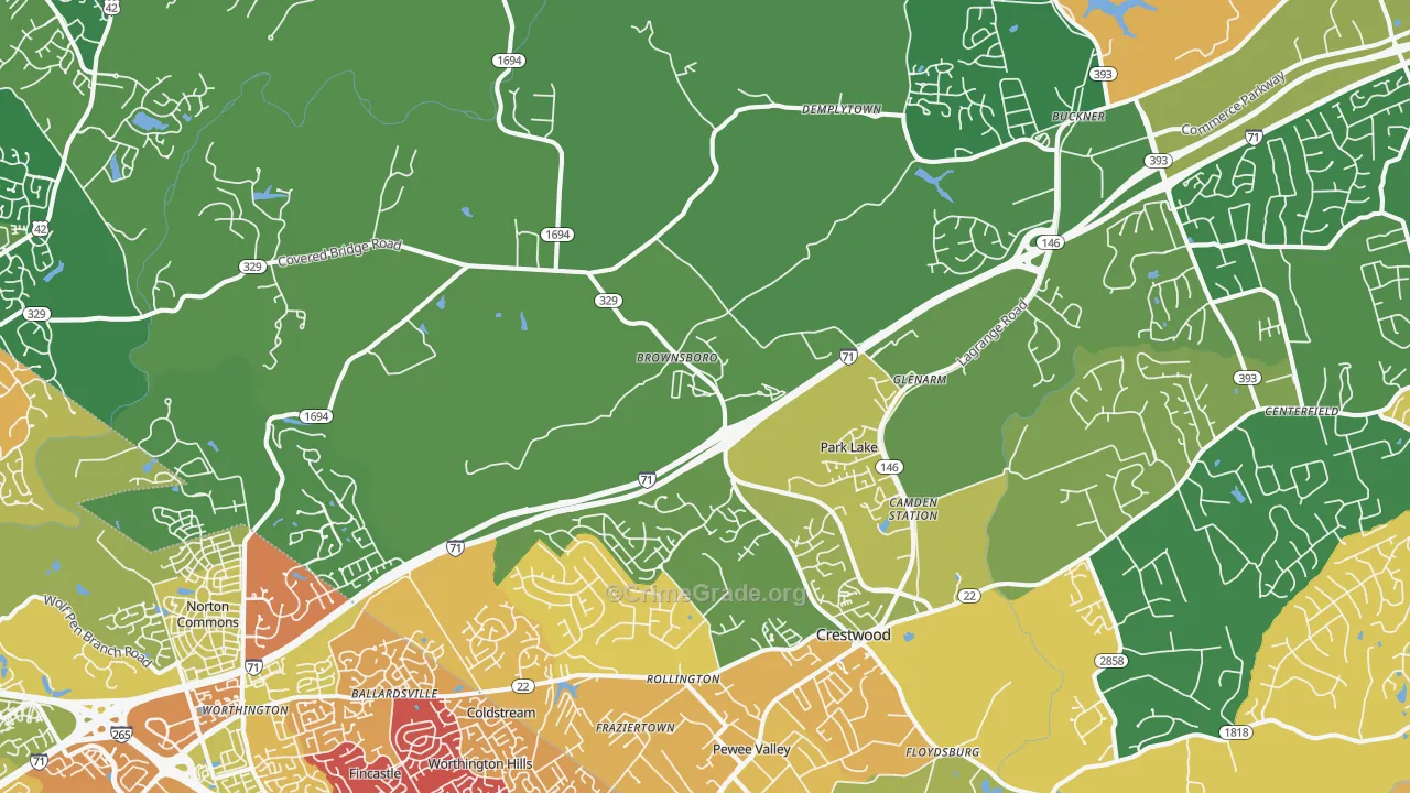 Orchard Grass Hills, KY Map of Drug-Related Crime Rates