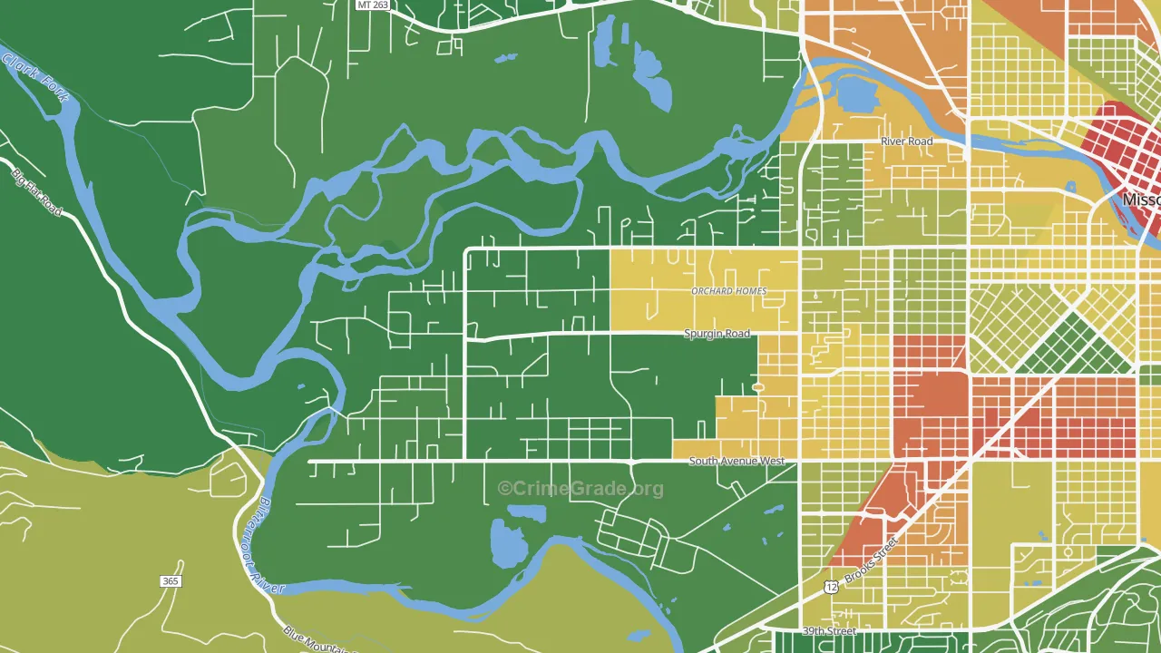 Orchard Homes, MT Map of Drug-Related Crime Rates