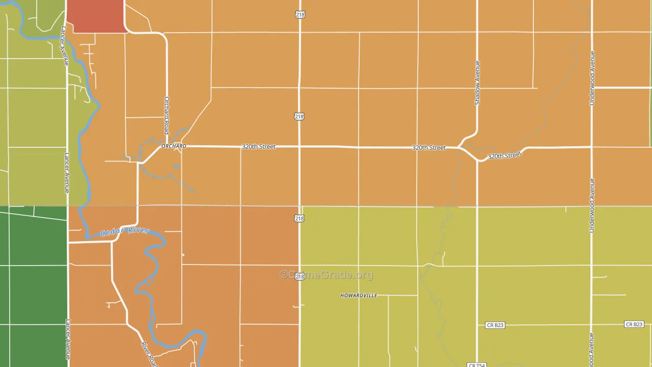 Orchard, IA Map of Drug-Related Crime Rates