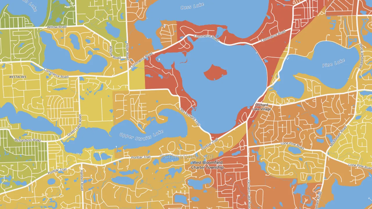 Orchard Lake Village, MI Map of Drug-Related Crime Rates