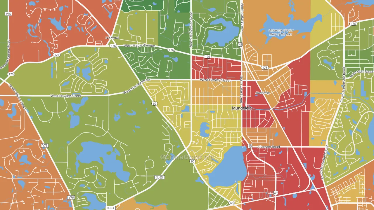 Orchard Meadows, Mundelein, IL Map of Drug-Related Crime Rates