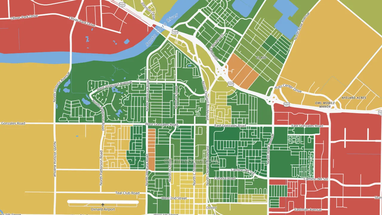 Orchard, Oxnard, CA Map of Drug-Related Crime Rates