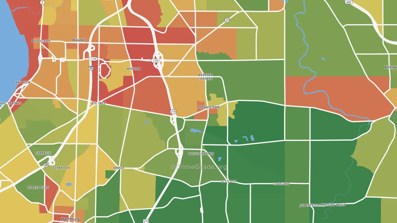 Orchard Park, NY Map of Drug-Related Crime Rates