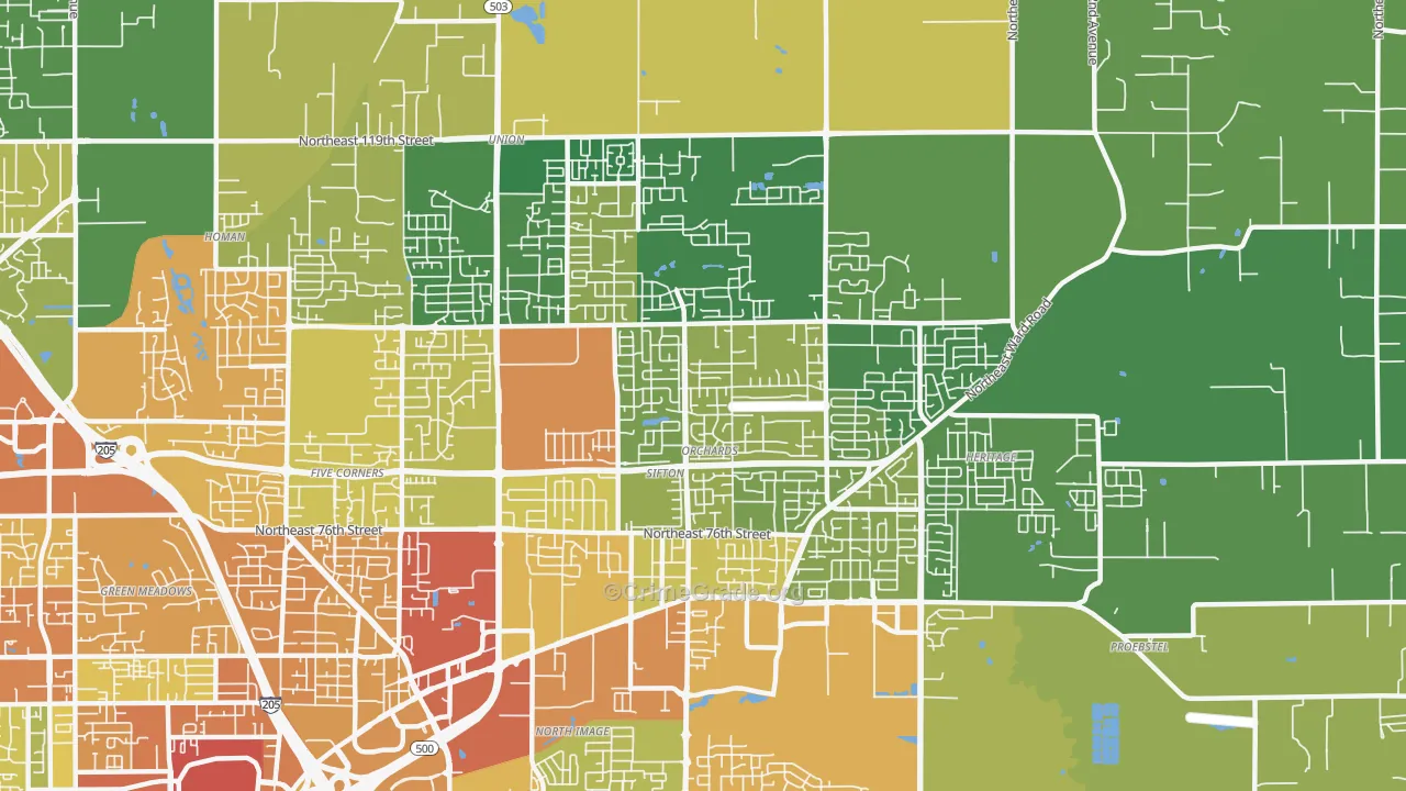 Orchards, WA Map of Drug-Related Crime Rates