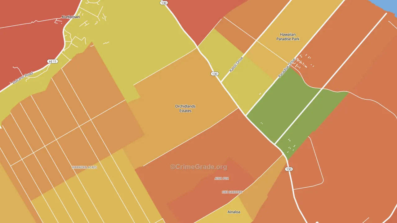 Orchidlands Estates, Keaau, HI Map of Drug-Related Crime Rates