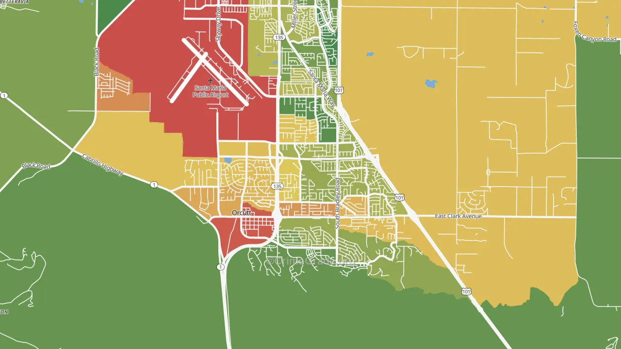 Orcutt, CA Map of Drug-Related Crime Rates