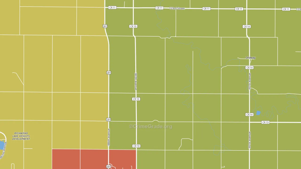 Ordway, SD Map of Drug-Related Crime Rates