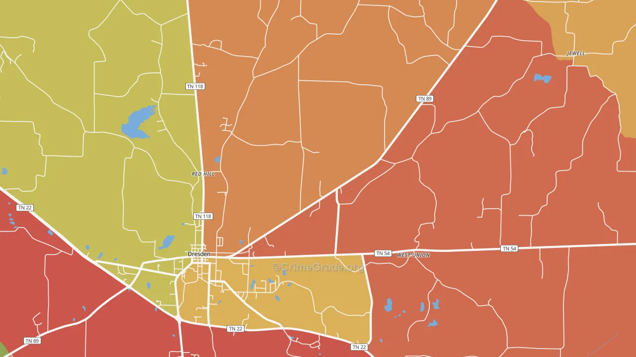 Ore Spring, TN Map of Drug-Related Crime Rates