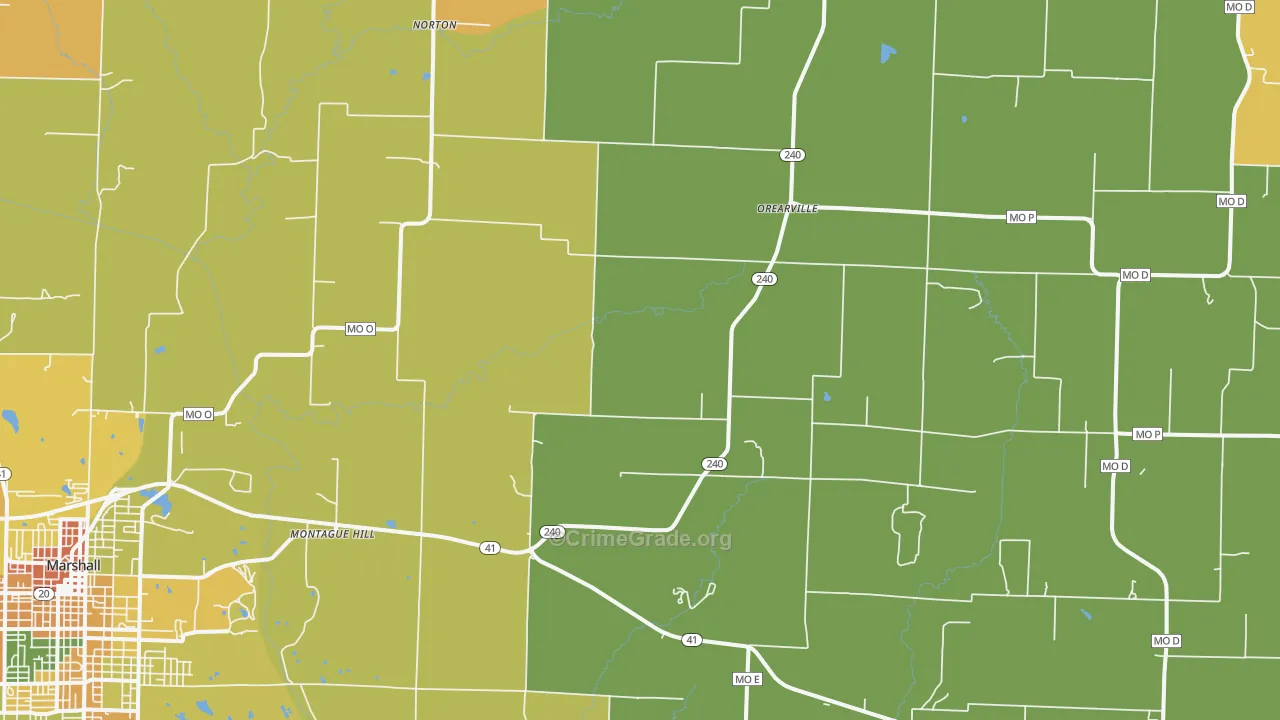 Orearville, MO Map of Drug-Related Crime Rates