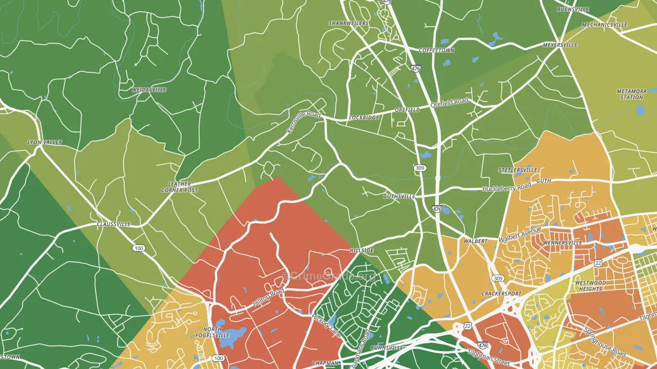 Orefield, PA Map of Drug-Related Crime Rates
