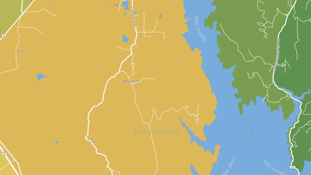 Oregon City, CA Map of Drug-Related Crime Rates