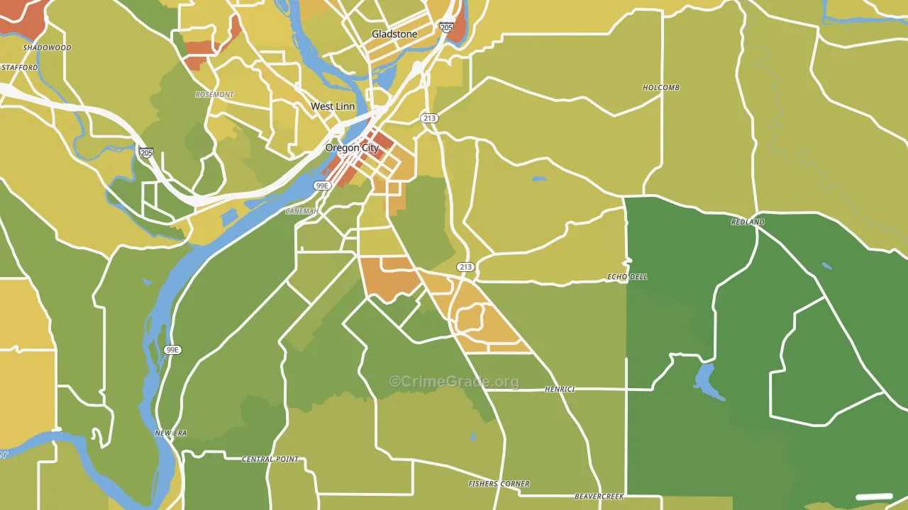 Oregon City, OR Map of Drug-Related Crime Rates