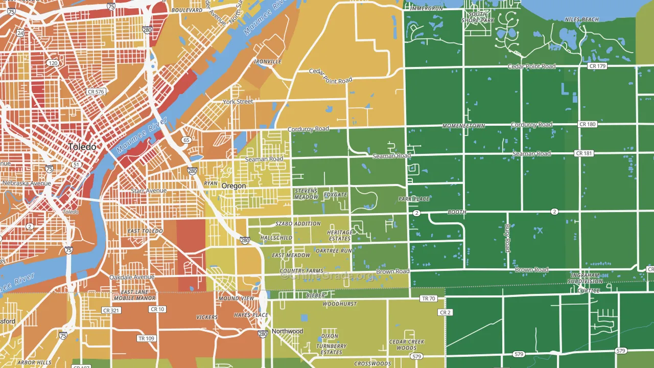 Oregon, OH Map of Drug-Related Crime Rates