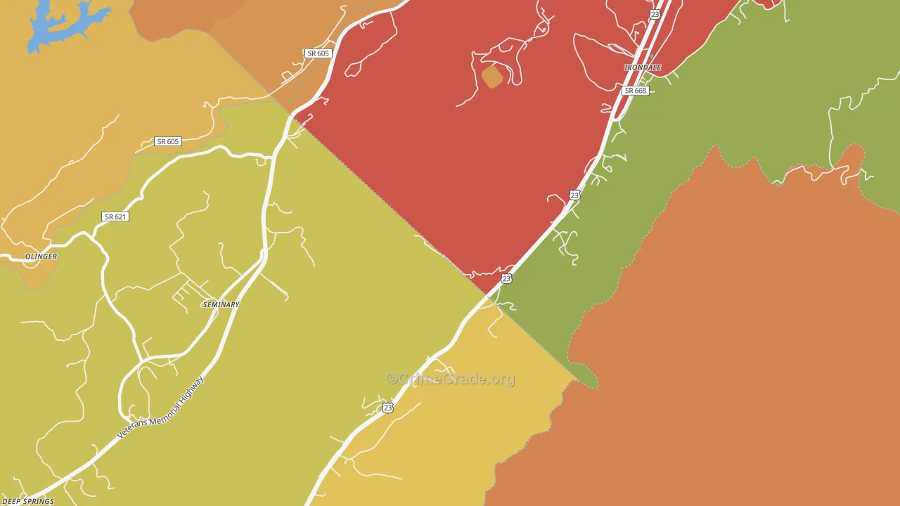 Oreton, VA Map of Drug-Related Crime Rates