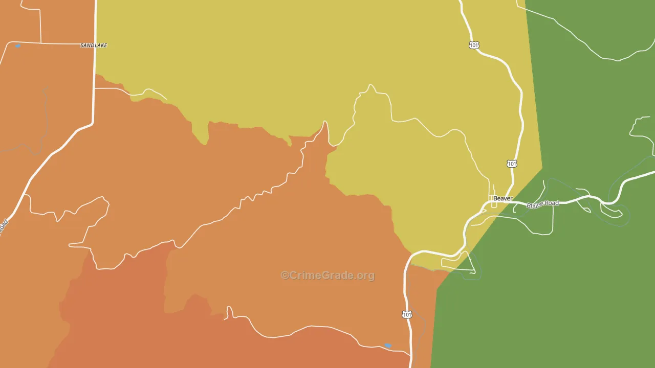 Oretown, OR Map of Drug-Related Crime Rates