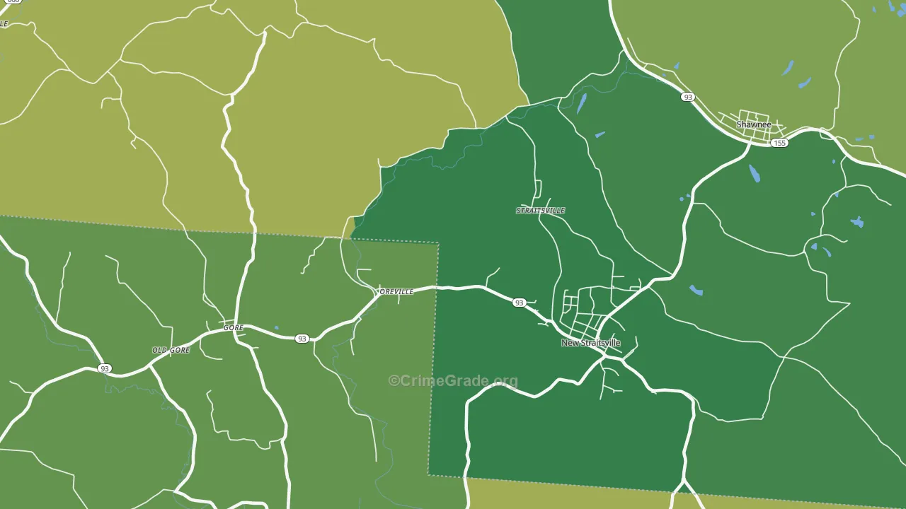 Oreville, OH Map of Drug-Related Crime Rates