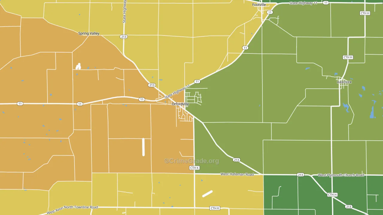 Orfordville, WI Map of Drug-Related Crime Rates