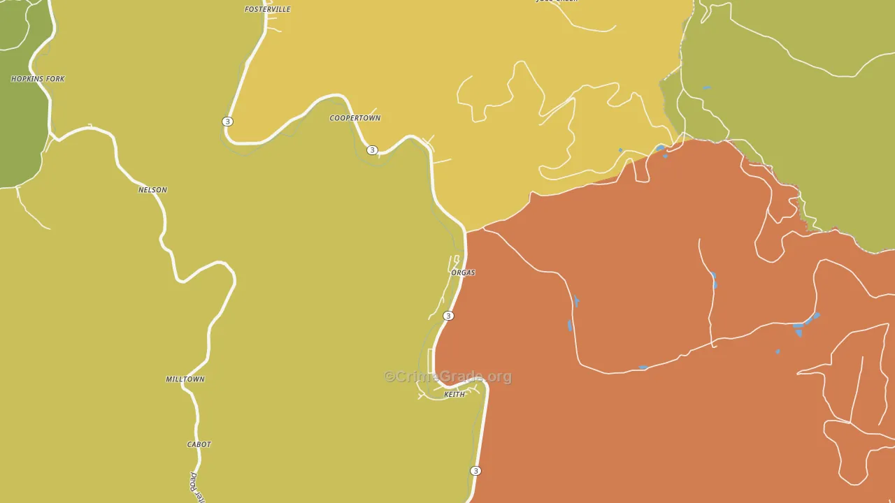 Orgas, WV Map of Drug-Related Crime Rates