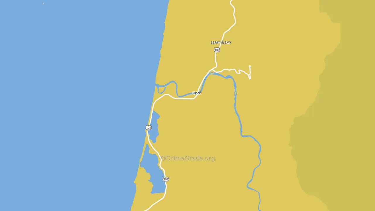 Orick, CA Map of Drug-Related Crime Rates