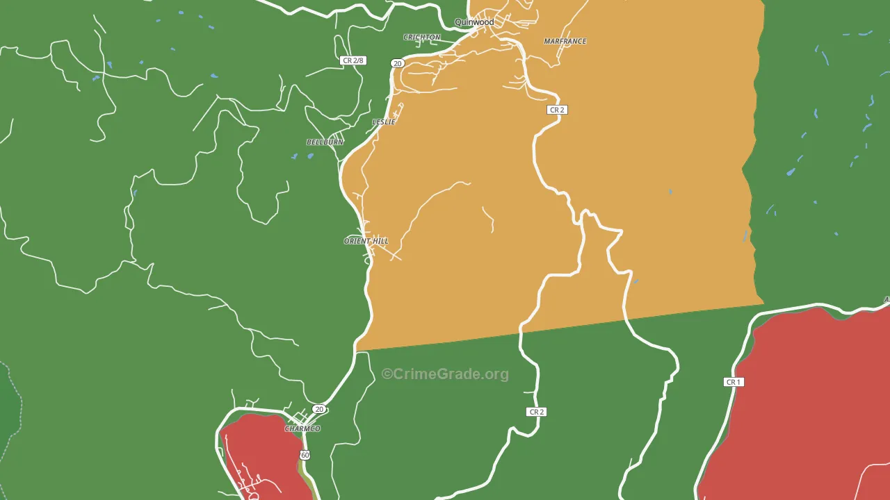 Orient Hill, WV Map of Drug-Related Crime Rates