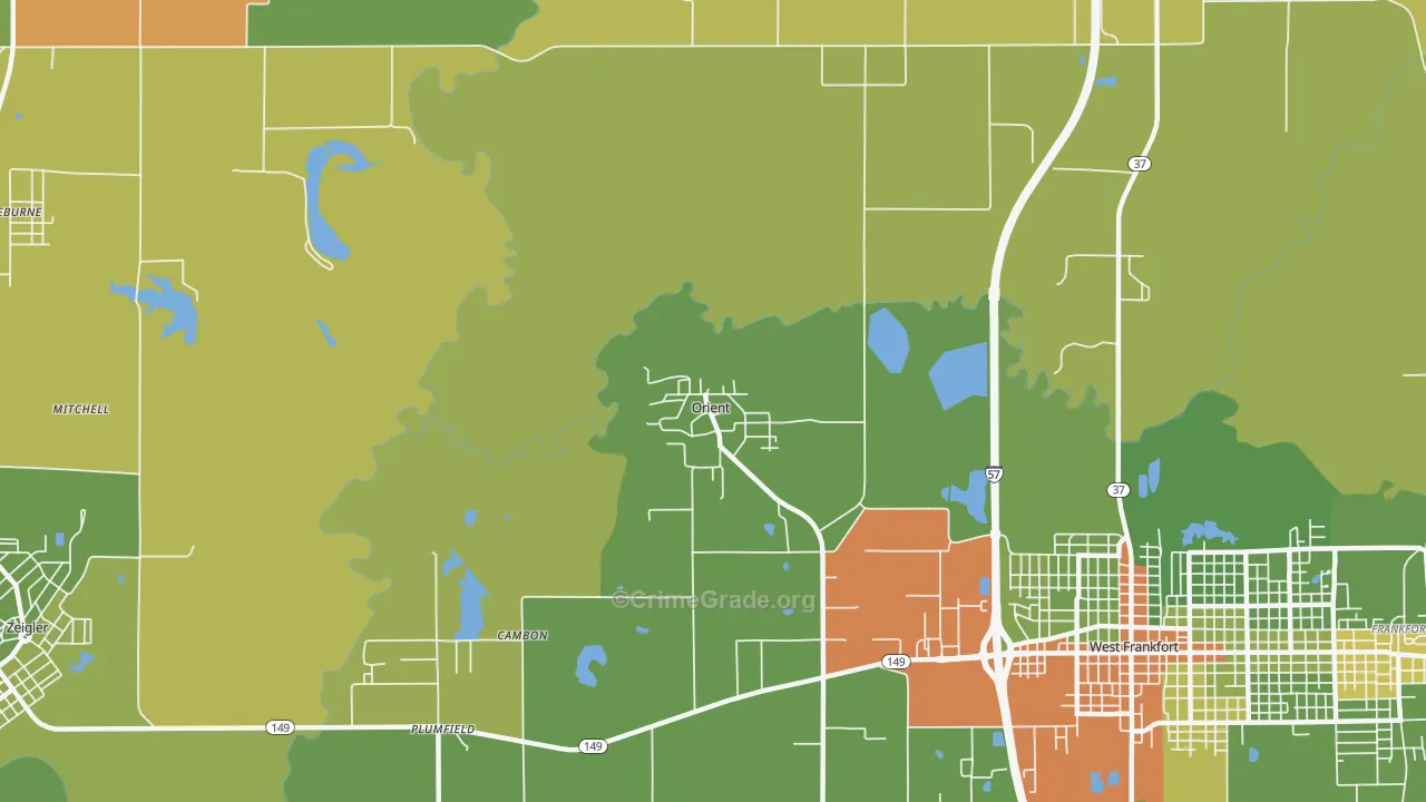 Orient, IL Map of Drug-Related Crime Rates