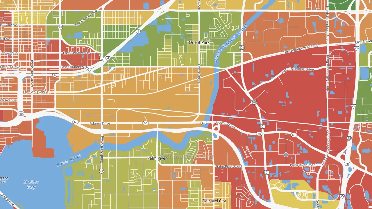 Orient Park, Tampa, FL Map of Drug-Related Crime Rates