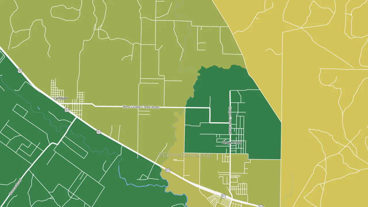Orient, TX Map of Drug-Related Crime Rates