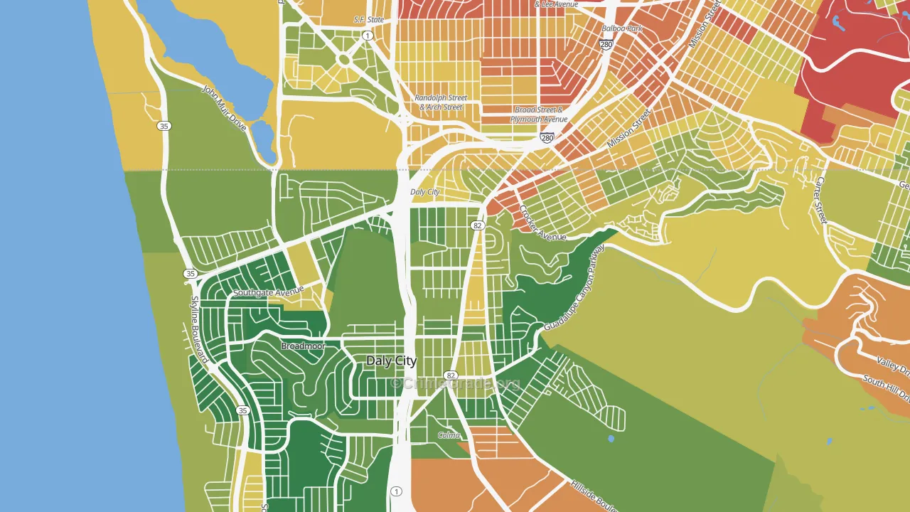 Original Daly City, Daly City, CA Map of Drug-Related Crime Rates